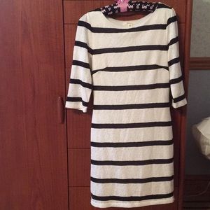 Off white dress with black stripes